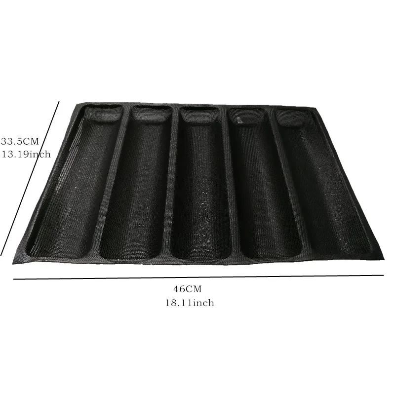 SHENHONG Non-Stick Baguette Wave French Bread Bakeware Perforated Baking Pan Mat for 12-Inch Sub Rolls Silicone Baking Liners