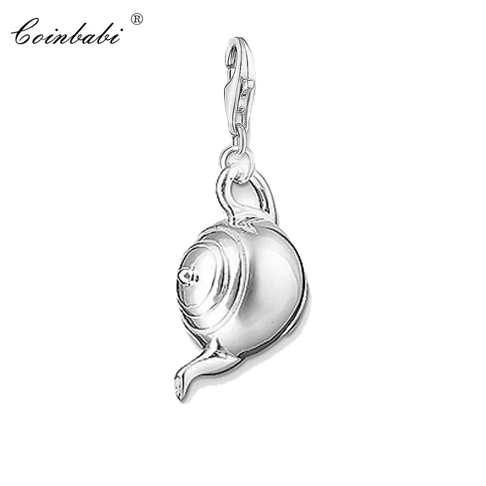 

Charm Pendant Tea Pot Teapot,2018 Fashion Jewelry Trendy Real Authentic 925 Sterling Silver Gift For Women Men Fit Bracelet