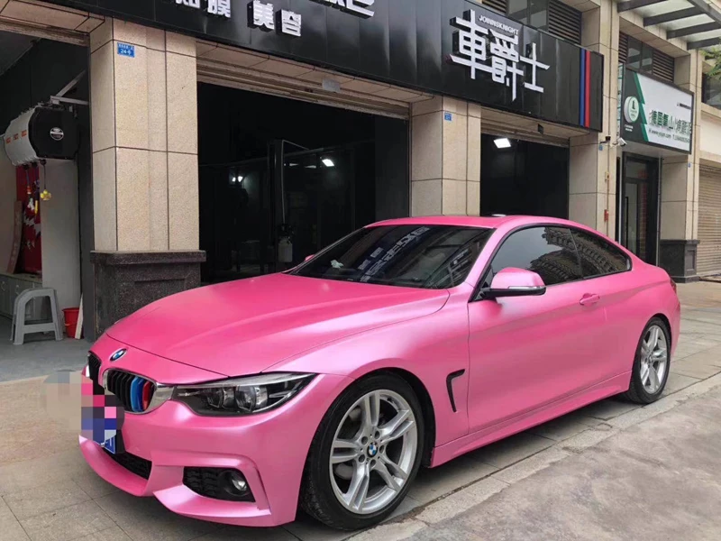 

Pearl Matte Metallic Pink Vinyl Wrap Film Adhesive Car Wrapping Foil Decal Easy to Install with Air Release