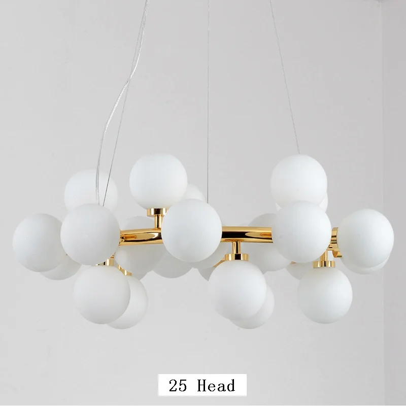 Loft Industrial chandelier Gold Bar Stair hanging light Dining Glass ball Retro white glass LOFT gold chandelier