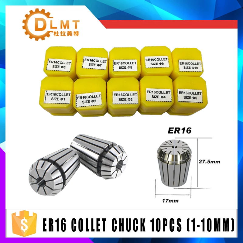 1pcs ER16 1-10MM 1/4  6.35 1/8 3.175 1.5 2.5 Spring Collet High Precision Collet Set For CNC Engraving Machine Lathe Mill Tool