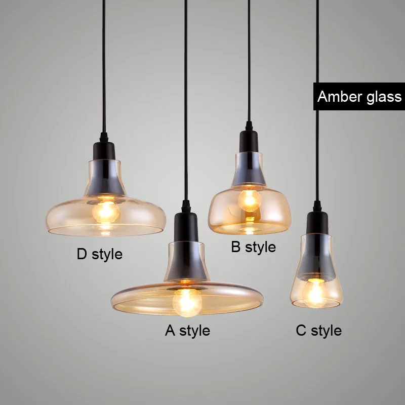 vintage glass pendant light grey color ,clear color ,amber color pendant lamps with bulbs 110V/220V led pendant lights