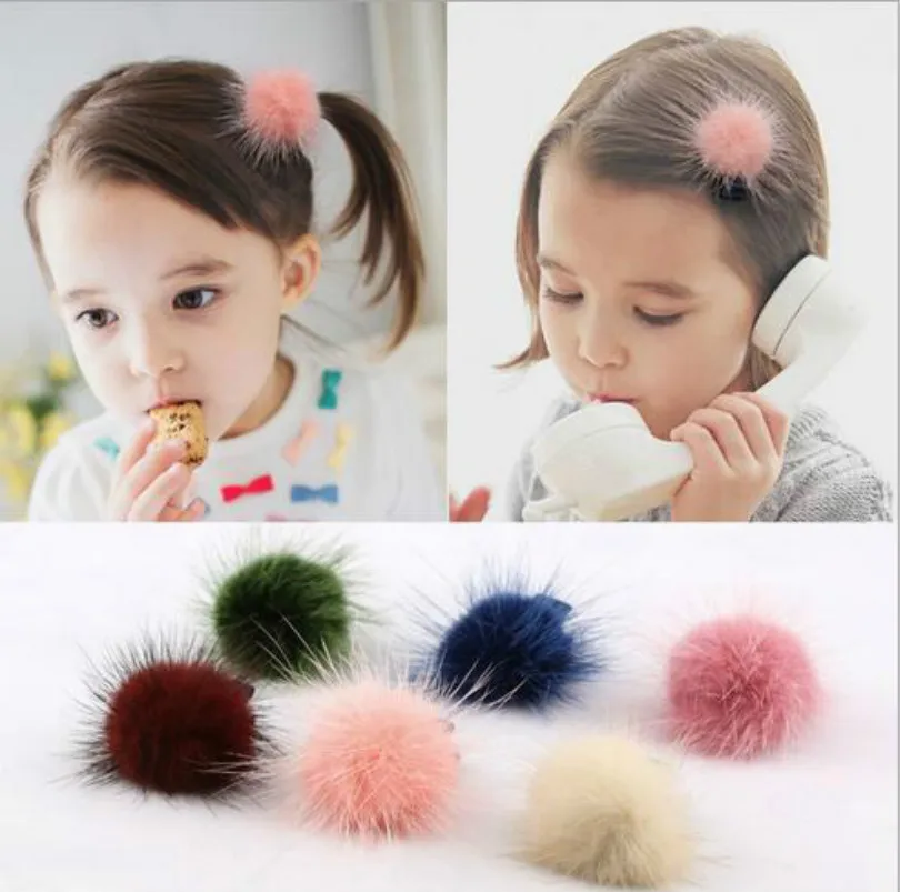 10pcs/Lot Vintage Hairpins Real Mink Fur PomPom Hair Accessories Claw Handmade for Girl kids women Children Hair Clips Clip