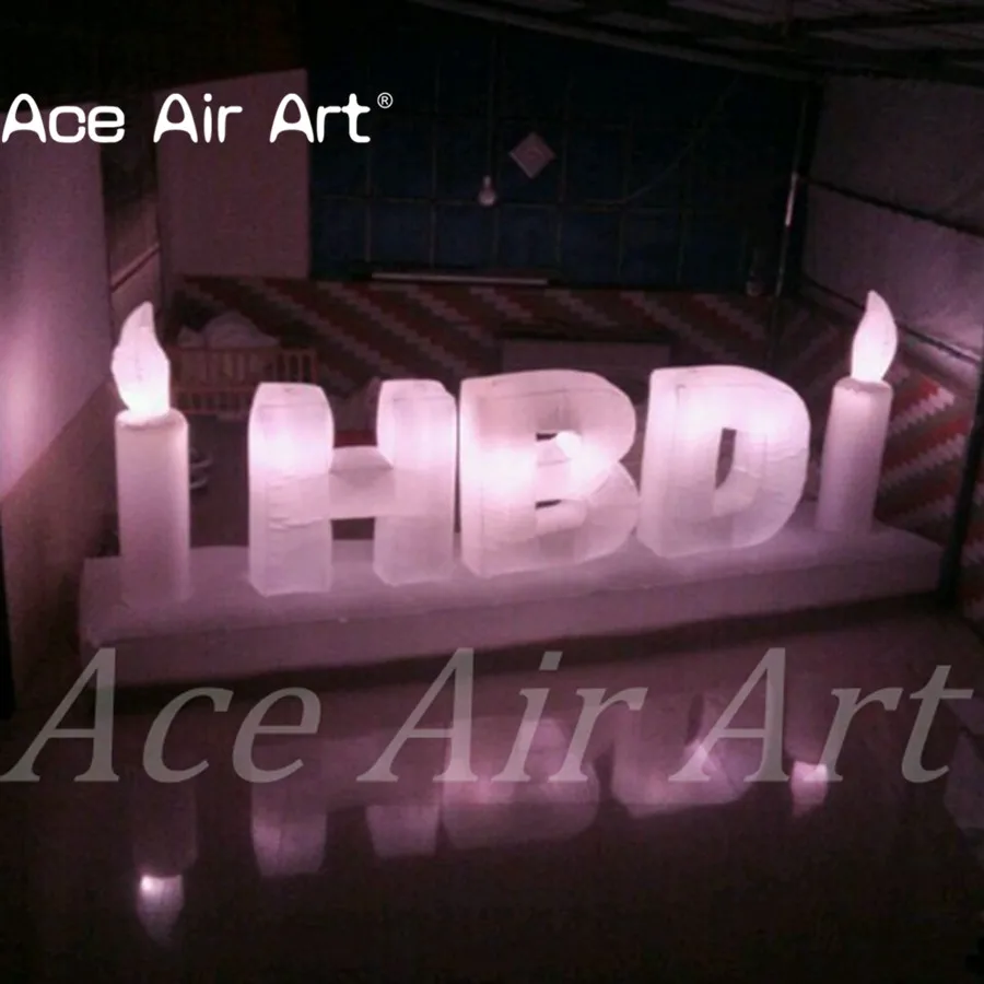 Reusable LED Inflatable Letter Model with Colorful Light Alphabet Display HBD Words for Birthday Party or Cake Shop