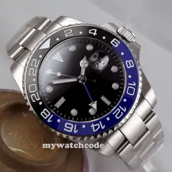 Luxury Brand Bliger Mechanical Watches 43mm Black Sterile Dial GMT Ceramic Bezel Sapphire Glass Automatic Mens Watch 298