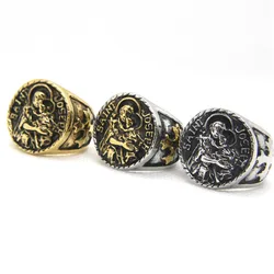 Support Dropship Newest Size 7-14  Saint JOSEPH Cool Ring 316L Stainless Steel Band Party Punk SAINT Ring