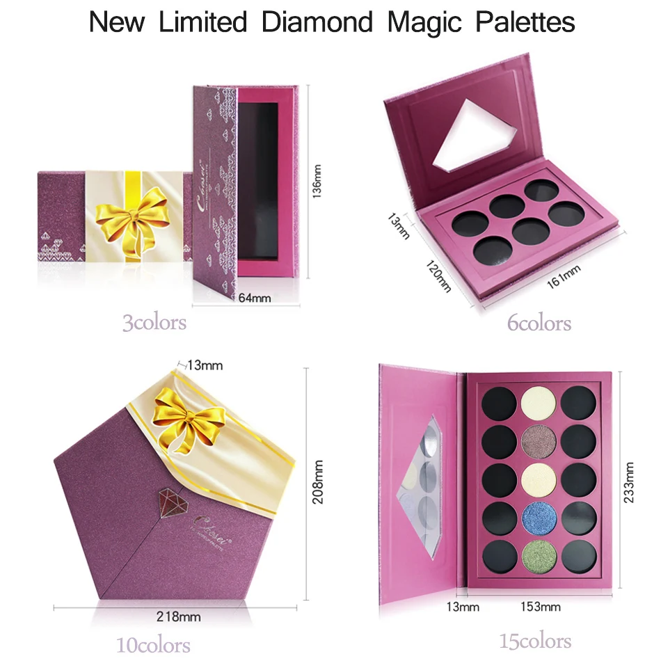 Coosei Empty Magnetic Eyeshadow Palette Violet Purple Diamond Makeup Magnet Eye Shadow Palette DIY Eyeshadow