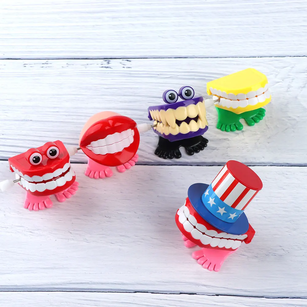 Mini Funny Cute Walking Teeth Shape Clockwork Toy for Baby Kids Plastic Wind Up Toys Christmas Gifts