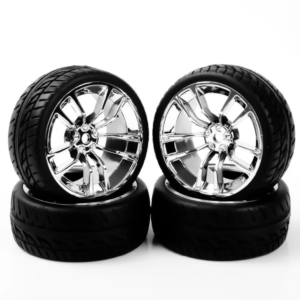 SBDC+PP0150 Rubber Tires and Wheel Rims with 12mm Hex fit HSP HPI 1/10 On-Road Racing Car Accessories