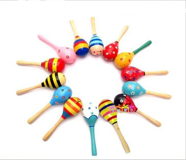 Hochets en bois Maraca pour enfants, fête itude, faveur de l'enfant, jouet shaker pour bébé, hochets chauds pour bébé, offre spéciale, 1PC