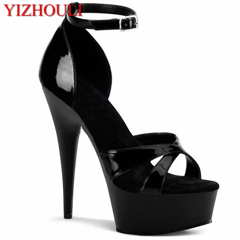 Summer\'s new open toe sandals, thick platform high heels, 15 cm narrow heel stage model sandals