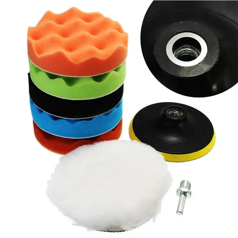 7 Pcs 3/5 Inch Polishing Sponge Polishing Pad Kit For Car Polishing Buffer Wheel Kit With Car Drill Adapter Eliminates Scratches