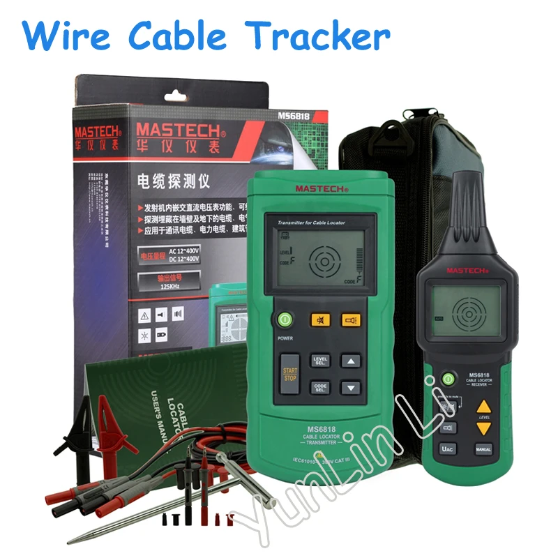 Portable Mastech MS6818 Professional Wire Cable Tracker Metal Pipe Locator Detector Tester Line Tracker Voltage12~400V Receiver