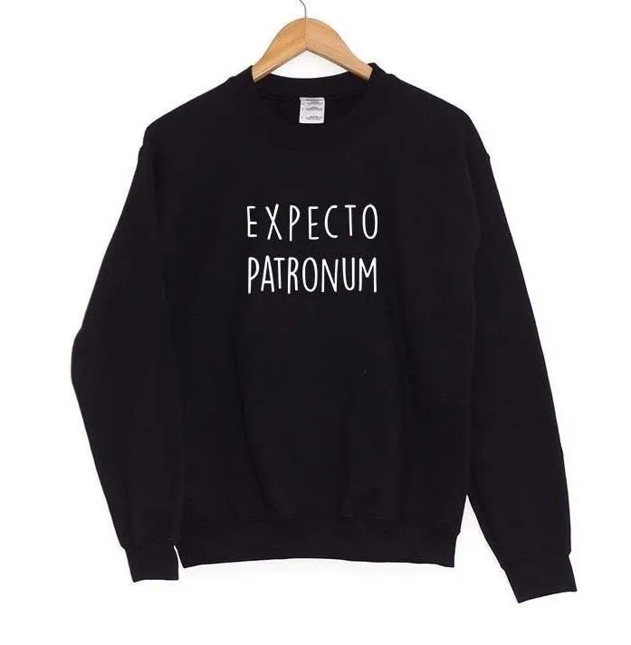 Skuggnas EXPECTO PATRONUM list bluza Unisex z długim rękawem sweter w stylu Casual bluzy bawełniane tumblr estetyczne koszulki w stylu harajuku