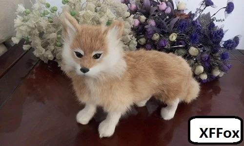 new real life standing fox model plastic&furs simulation yellow fox doll gift about 35x23cm xf1781