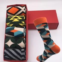 Trendy Men's Socks Street Skate Socks Happy Multi-Colored Men's Socks Manufacturer Socks Wholesale No Gift Box