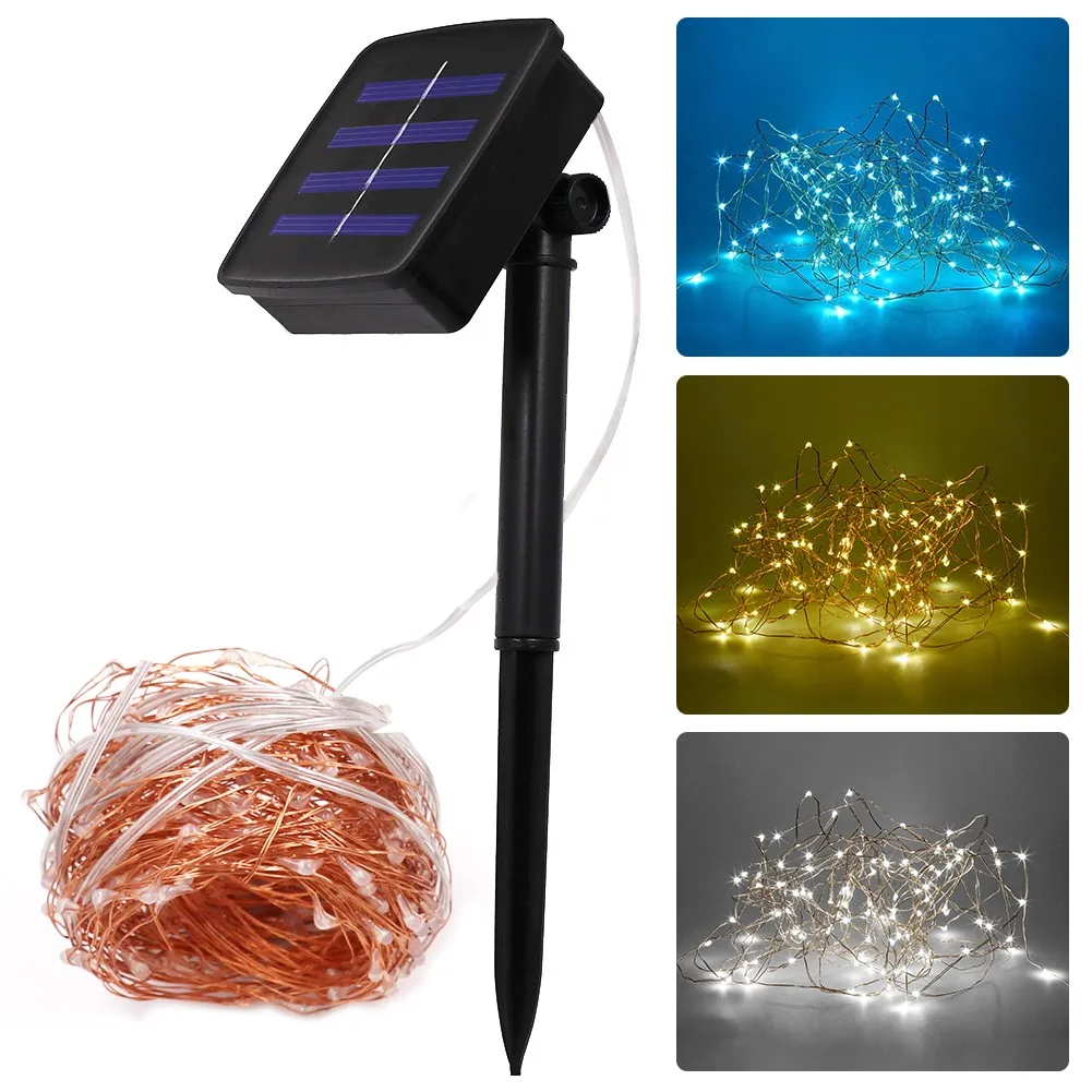 

10m Solar Led string Light 100led Solar Powered 33Ft Outdoor Copper Wire Fairy Lights Starry Xmas Wedding Christmas Decoration