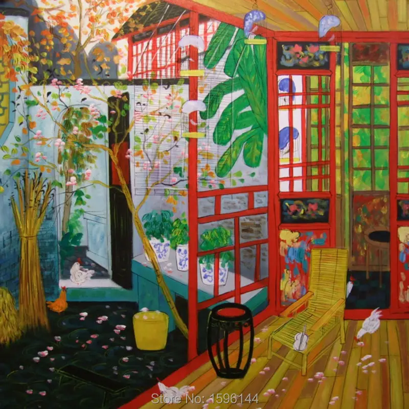 Oil Painting Hand Painted Chinese painters FangXiang Leisure time Painting Canvas Modern Wall art picture Home decor 90x90cm #5