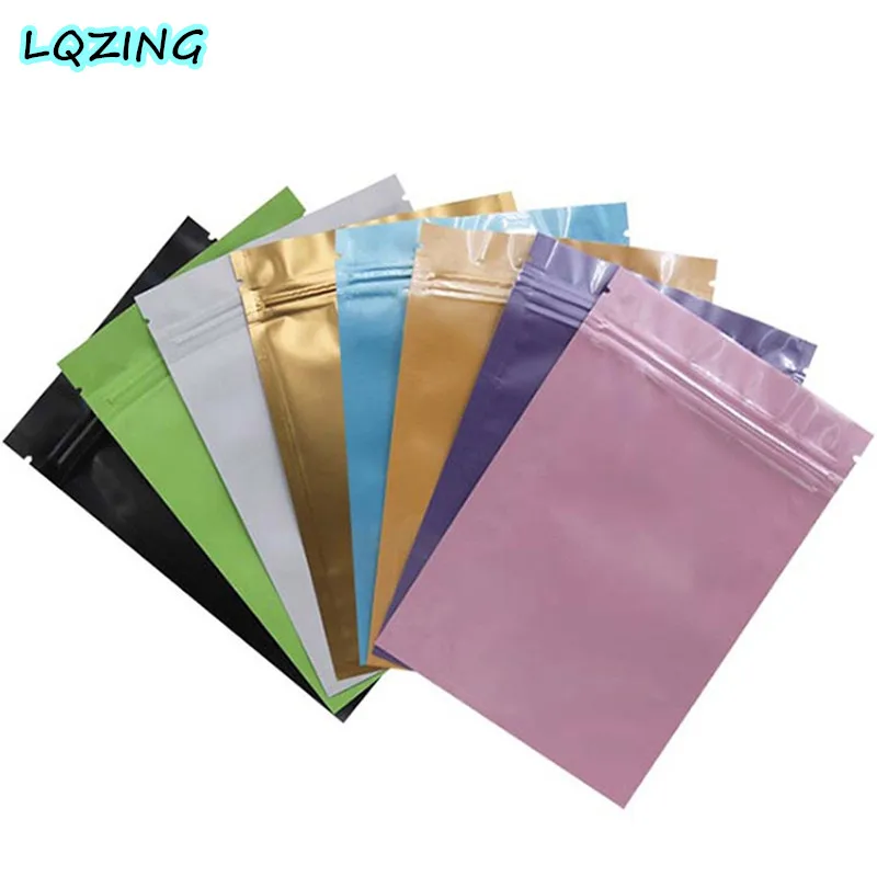 40pcs Mini Ziplock Bags with Zipper, Aluminum Recyclable Bags, Pink Zip Lock, Jewelry Storage Bag, 7*10cm Colors