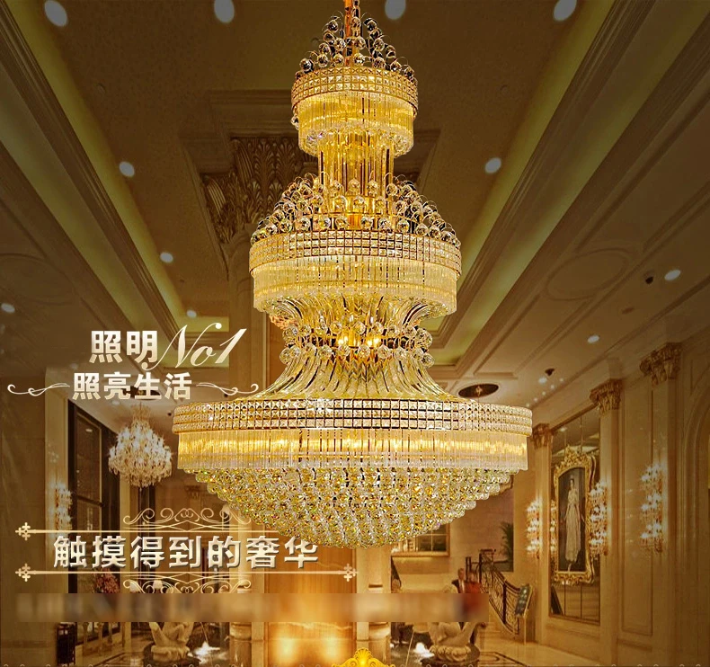 

Gold Crystal Chandeliers Light Fixture LED Modern Chandelier Home Indoor Lighting European Hanging Lamp AC90V-260V D100cm D150cm