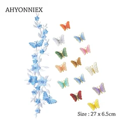 AHYONNIX Butterfly Flower Applique Clothing Embroidery Patch Fabric Sticker Iron on Sew on Patch Craft Sewing Repair Embroidered