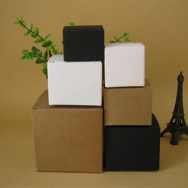 50pcs/lot Natural Kraft Paper Box Cube Tuck Top Gift Box Marriage Emballage Cajas Cosmetic Jar Packaging Box Party Supplies