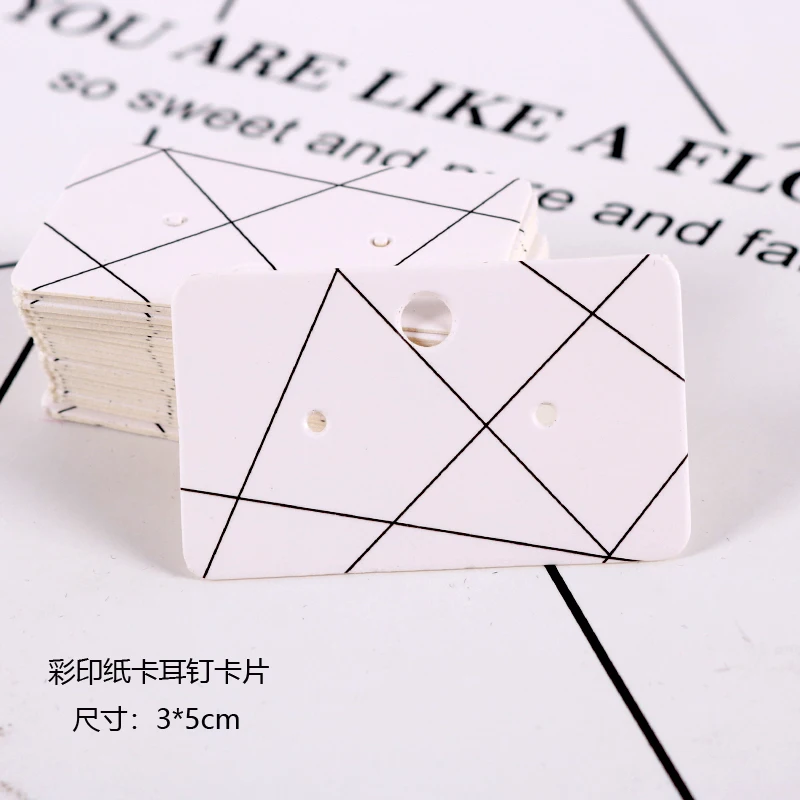 50pcs 3x5cm White Paper Cards with Printing Ear Studs Card Jewelry Organizer Packaging Display Earrings Cards Favor Label Tags