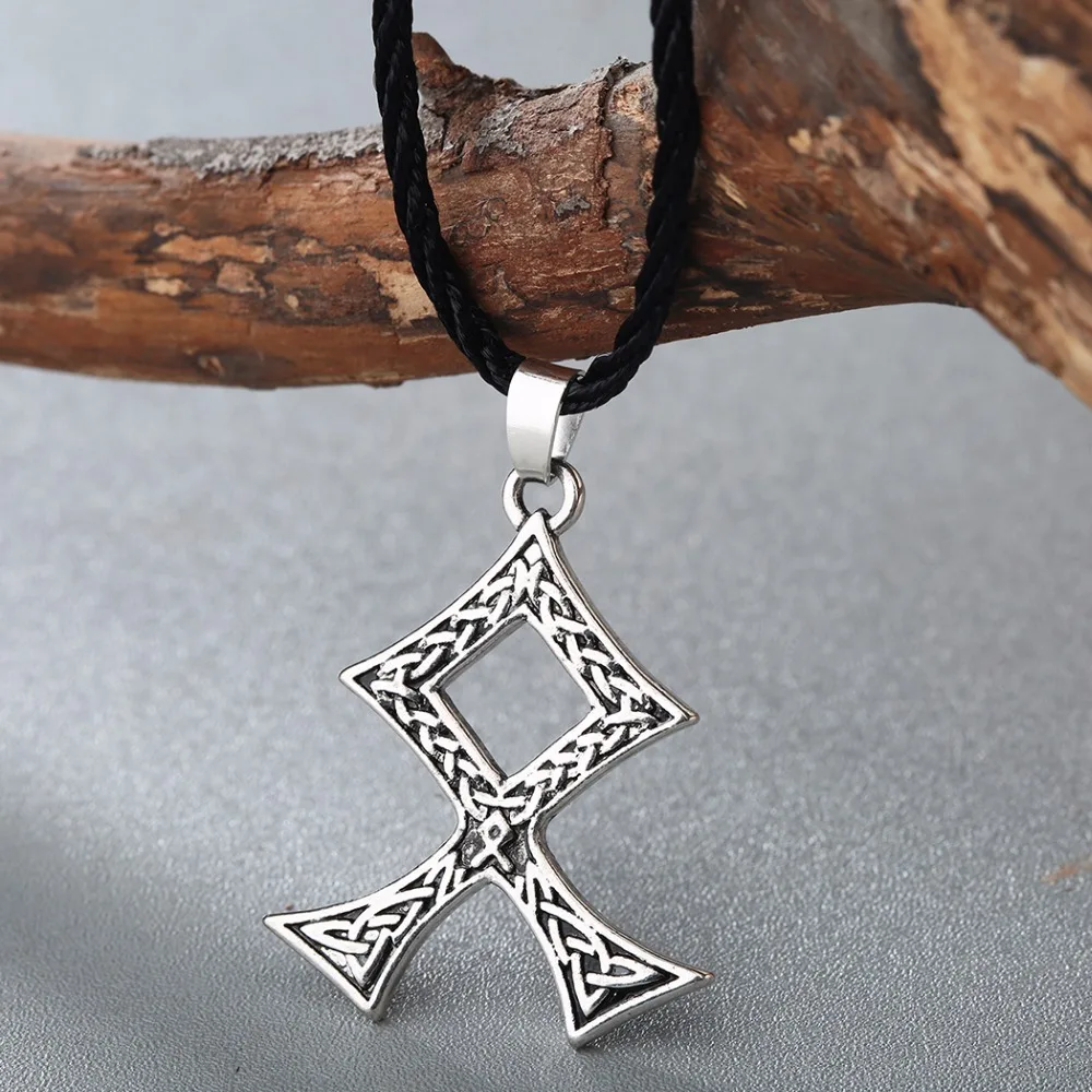 Kinitial Viking Runes Pendants & Necklaces Norse Amulet Rune Cross Knot Necklace Men Pagan Talisman Pendant Charm Choker Jewelry