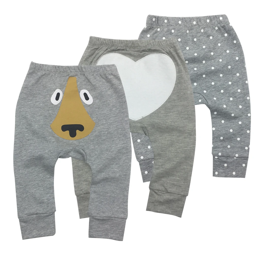 

3 Pieces/lot Baby Pants Baby Clothes Cartoon Toddler Boy Girl Leggings Full Length Elastic Waist Kids Pant Trousers