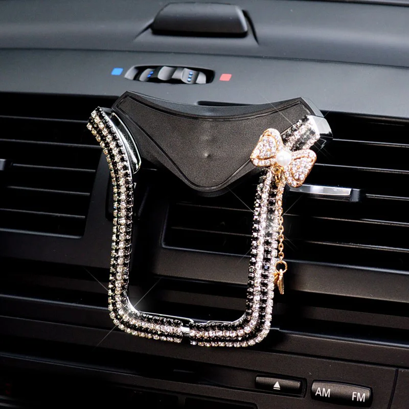 Wholesale Diamond Flower Bowknot Universal Car Phone Holder Crystal Rhinestone Car Air Vent Mount Clip Car iPhone Holder