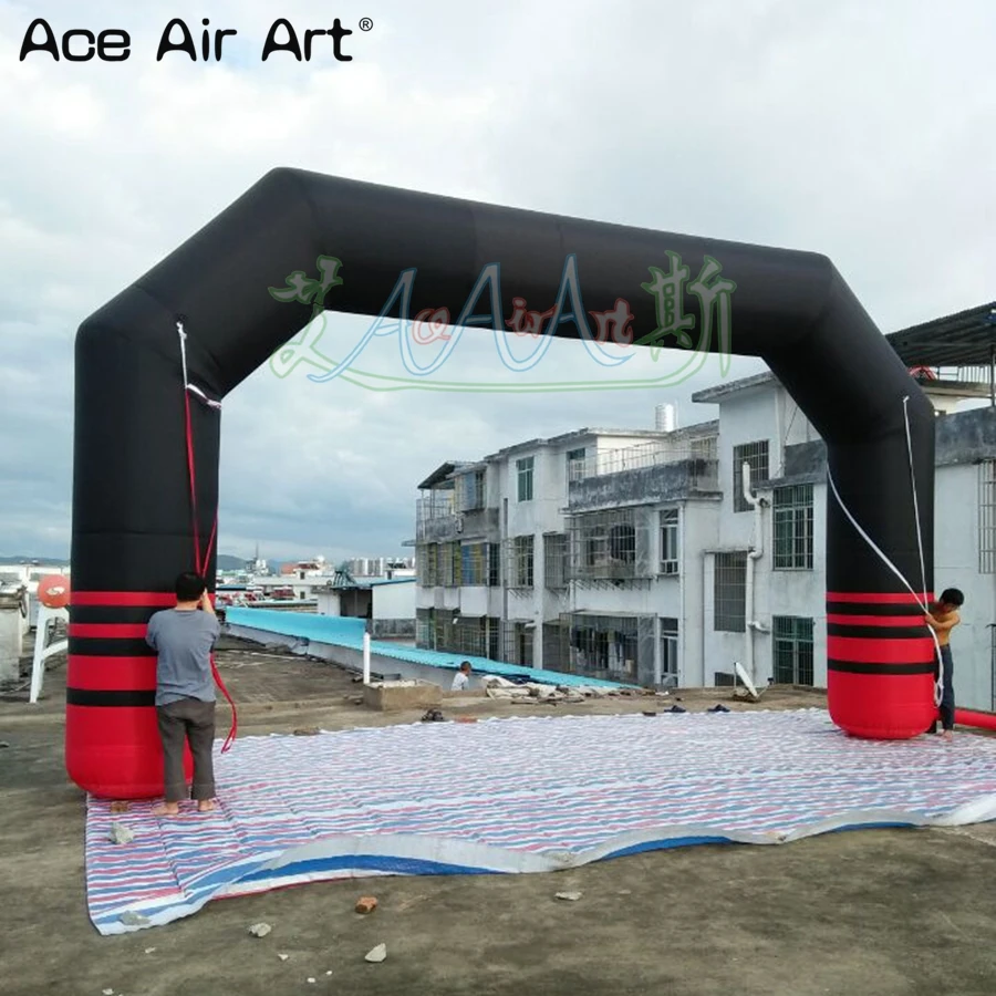 

8x4m Black Inflatable Advertising Arch Start Finish Line Archway Event Ceremory Entrance Gate with Colored Legs for Sale