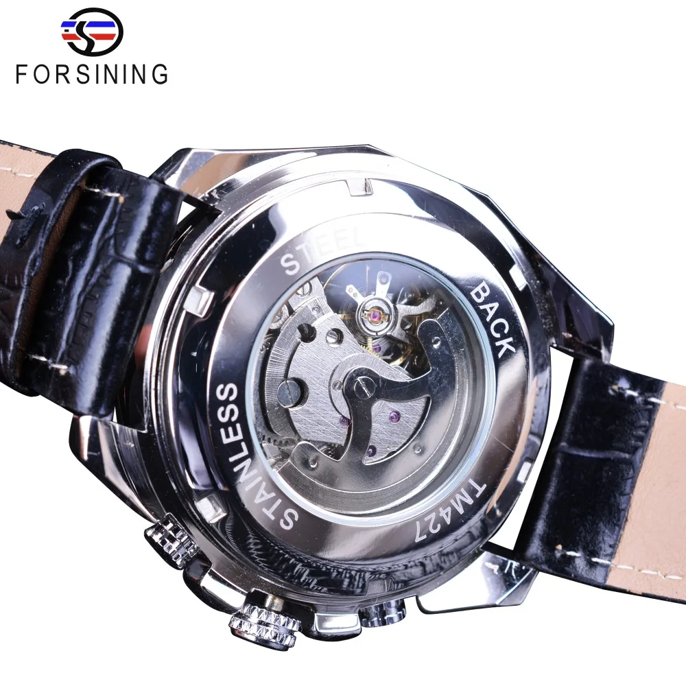 Forsining Meccanico Steampunk Orologio Da Polso Da Uomo di Sport Militare Della Vigilanza Argento Trasparente di Scheletro Automatico Orologio