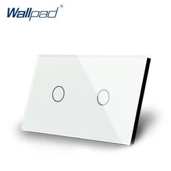 2 Gang 2 Way US/AU Standard Wallpad Touch Screen Light Switch Black Crystal Glass Touch Double Control Panel with LED Indicator