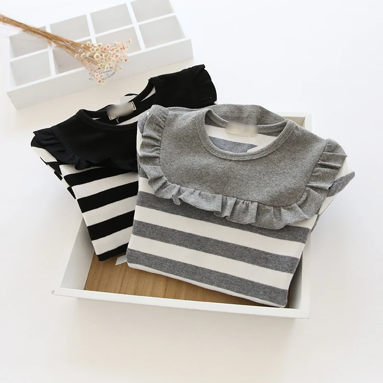 2022 autumn new children's wear striped round neck girl dress fungus neckline baby long sleeve dress