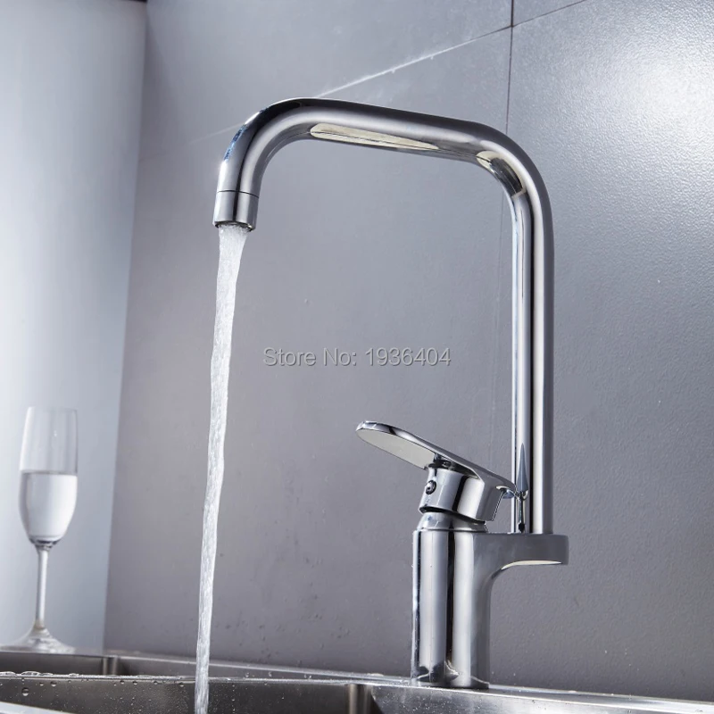 Kitchen Faucet 360 Degree Rotation Rule Shape Curved Outlet Pipe Tap Basin Plumbing Hardware Brass Sink Faucet PL8007