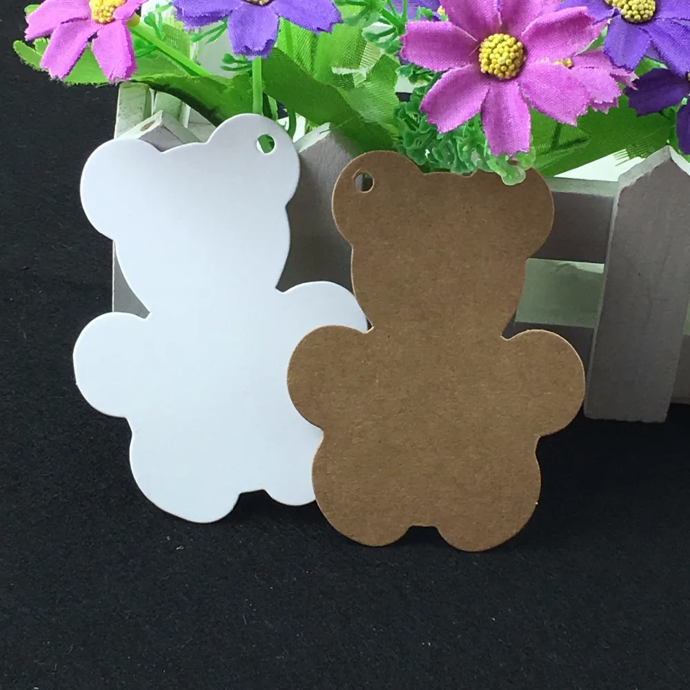 

200PCS/lot Bear Kraft Paper Gift Cards/Tags for Wedding Party Favor Gift Decoration Scrapbooking Paper Crafts 6x7.2cm