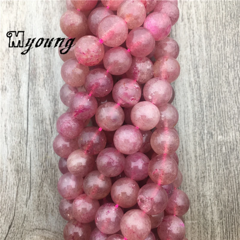 

Strawberry Crystal Round Loose Stone Beads,Natural Stone Red Crystal Quartz Beads For DIY Jewelry MY1944