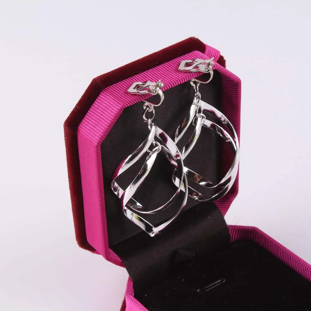Charm Fashion Long Clip on earrings Women Gold Multilayer Hollow Metal No Pierced Earring  Jewelry