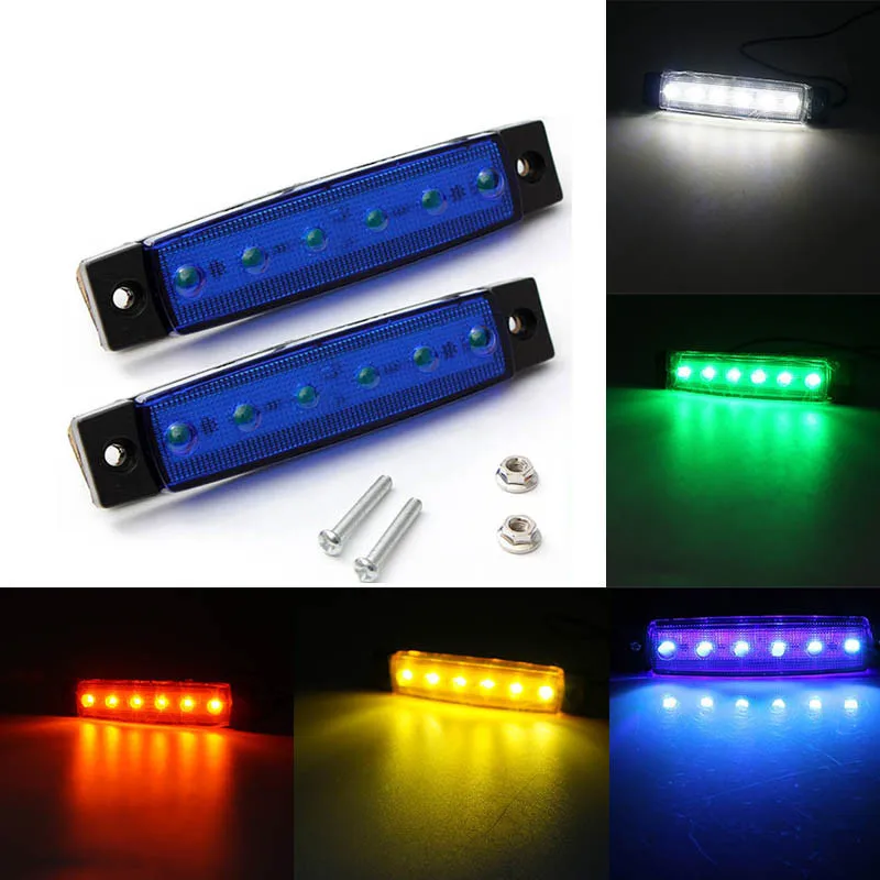 2x/4x/10x 6 SMD LED Car Auto Truck Lorry Trailer Side Marker Indicators Turn Signal Lights Tail Warning Rear Light Lamp 24V 12V