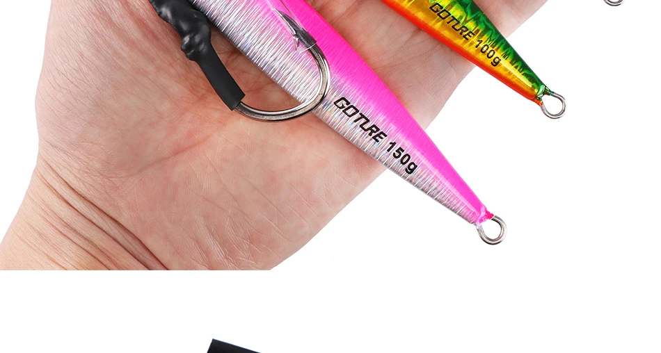 Goture Metalllöffel-Angelköder, 80 g, 100 g, 150 g, vertikale Blei-Jig-Jigging-Köder, Angel-Wobbler für Seebarsch, Big Game Sinking-Köder – Detail 9