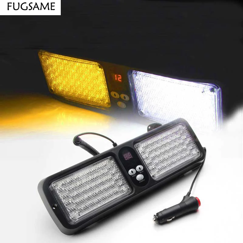 FUGSAME Red Blue 86 LED Strobe Flash Lamp / Car Sun Visor Flashing Light / Car Strobe Light