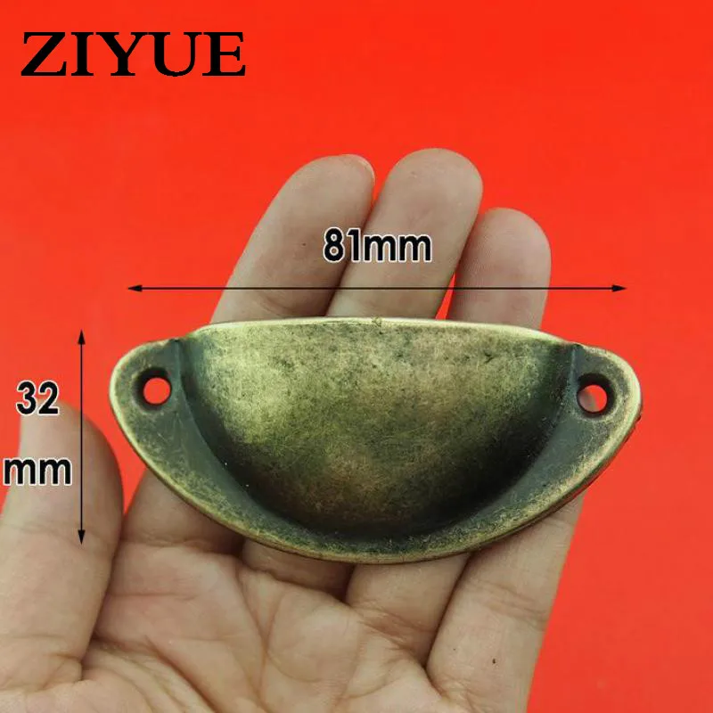 Free Shipping 2pcs Antique Light Board Semi - Round Metal Handle Furniture In The Pharmacy Drawer Circular Shell