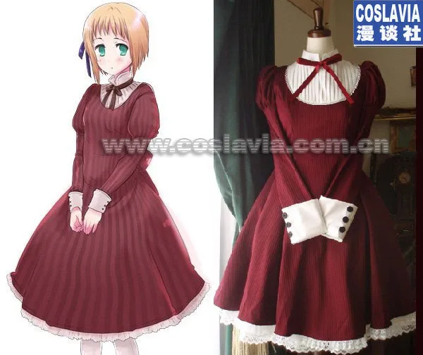 APH Liechtenstein Maid Cosplay Costume red dress customized