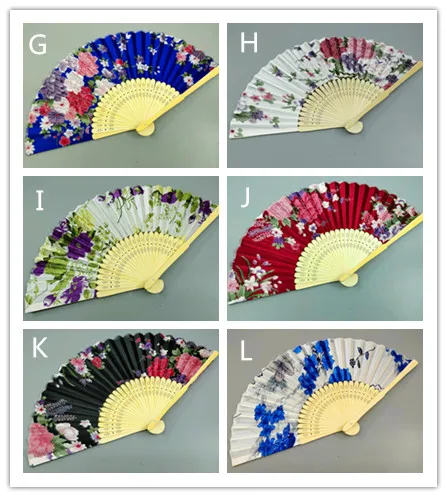 300pcs Colorful Chinese Bamboo Folding Hand Fan Flowers Floral Wedding Dance Party Decor