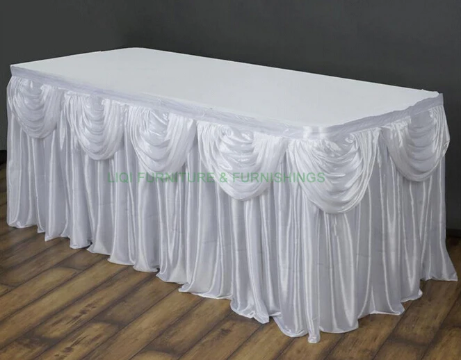 Customized Table Skirt Table Cloth Wedding Props Supplies Table Cover Decoration Table Aprons White Beige