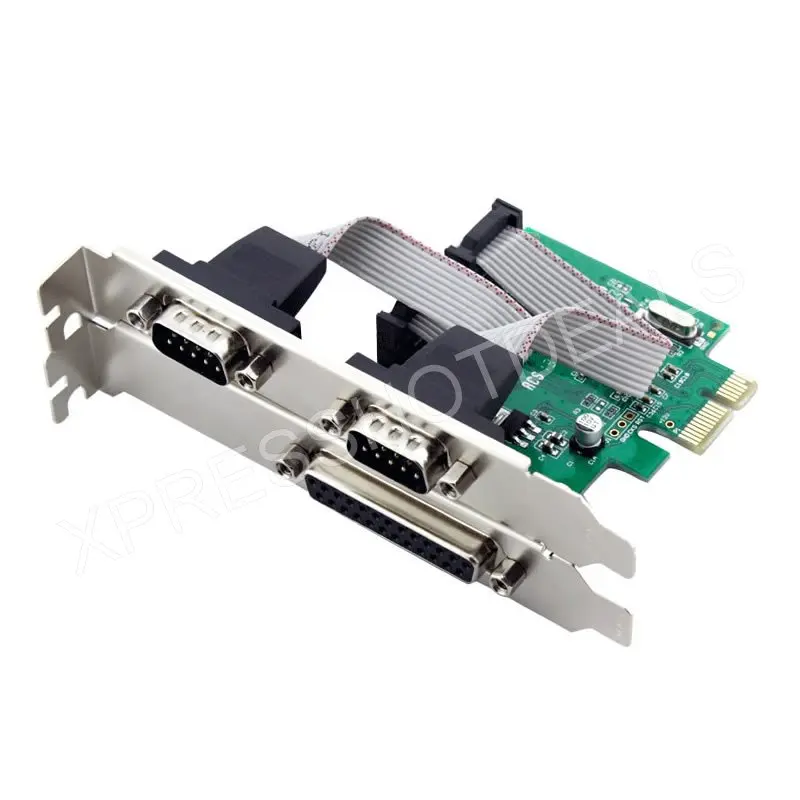 2 Ports RS-232 Serial COM & 1 Port Printer Parallel LPT Port to PCI-E Adapter