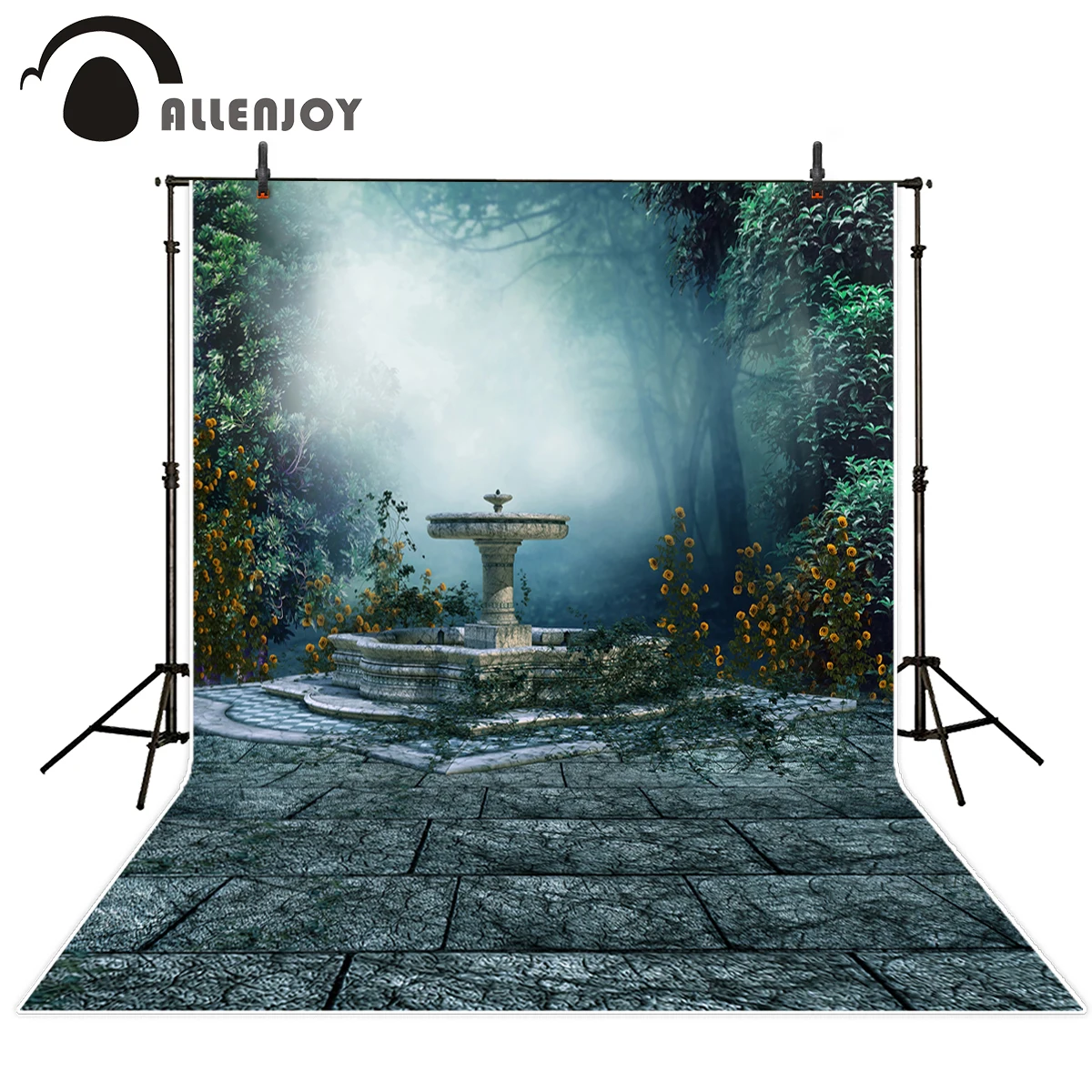 Allenjoy Photographic background flower fog forest Fountain patio Scene brick fairytale palace photography backdrop photophone