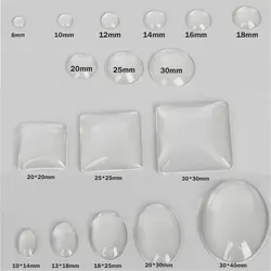 1pack Round Square Oval Flat Back Glass Cabochon 12mm 20mm 25mm Transparent Clear Cabochon Cameo Cover for DIY Jewelry Making