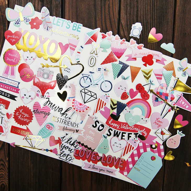 KSCRAFT 60 pc Felice Giorno di san valentino Cartoncino Tagli Morire per Scrapbooking Felice Planner/Card Making/Journaling Progetto