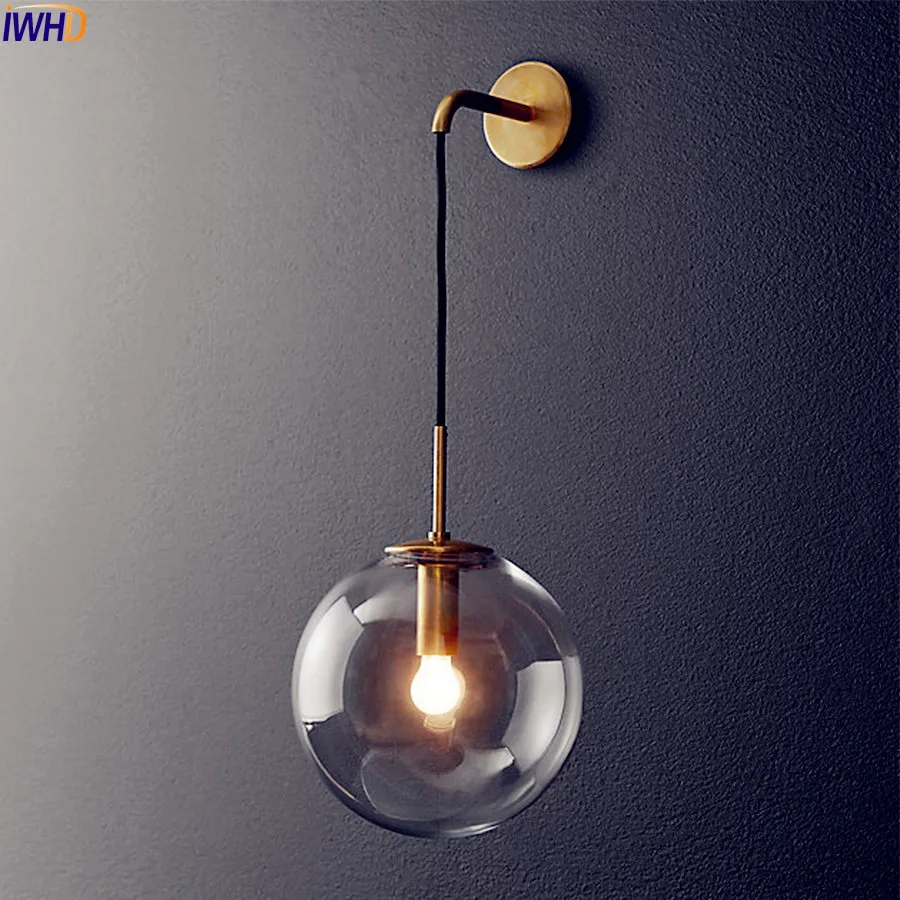 Nordic Modern LED Wall Lamp Glass Ball Bathroom Mirror Beside American Retro Wall Light Sconce Wandlamp Aplique Murale